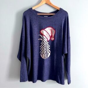 RaRE Spirit Jersey Hawaiian Mele Kalikimaka Spell Out Blue Brushed Jersey NEW